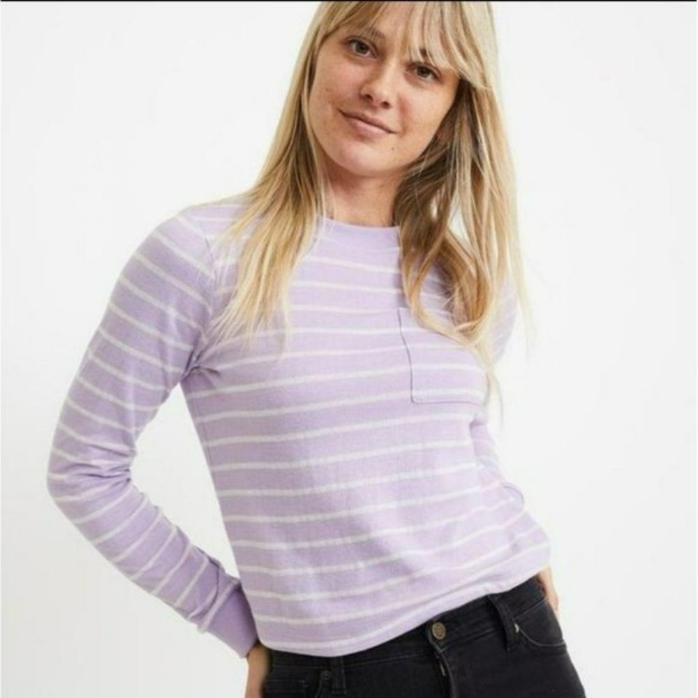 Marine Layer DK Crew, Lavender White Stripe, Size L